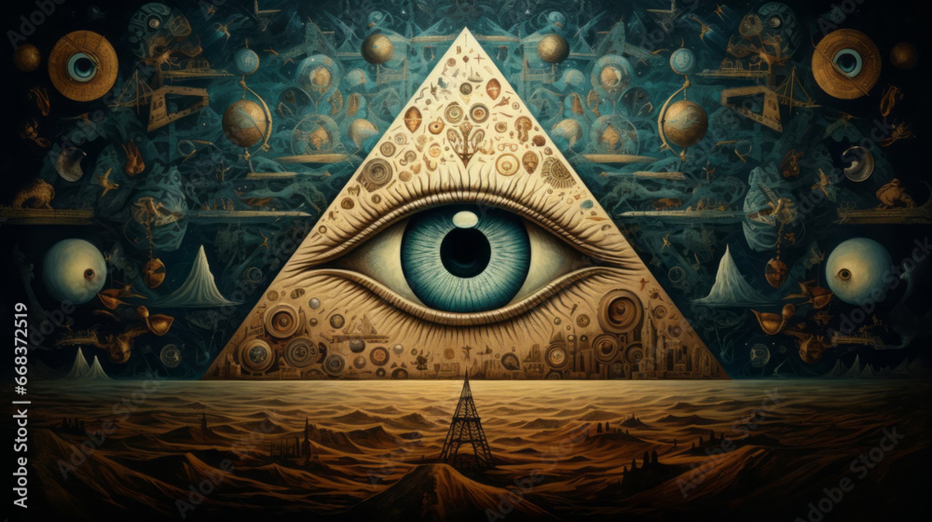The All-Seeing Eye Shaping the World. A captivating photo showcasing the Masonic symbol of the Providence Eye